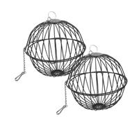 2pcs Rabbit Feeder Ball Hanging round Stainless Steel Cage Black