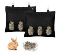 2PCS Rabbit Hay Feeder,3 Hole Hay Bag for Rabbits, Washable Hanging Small Animal Feeder for Guinea Pig Bunny Chinchillas Hamsters and Other Pets