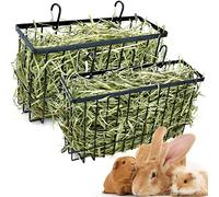 2PCS Rabbit Hay Feeder,Bunny Hay Feeder Rack with Metal Frame for Guinea Pig Chinchilla,Large Heavy-duty Hay Holder Feeders for Rabbits Guinea Pigs, Small Animal Cage Accessories