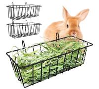 2PCS Rabbit Hay Feeder Cage 9x4x3 Inch Metal Hay Feeder Rabbit with Hooks Food Supplies Storage for Ferret Bunny Guinea Pigs