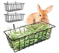 2PCS Rabbit Hay Feeder Cage 9x4x3 Inch Metal Hay Feeder Rabbit with Hooks Food Supplies Storage for Ferret Bunny Guinea PigsHay