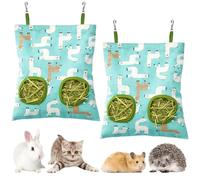 2Pcs Rabbit Hay Feeder, Durable Hanging Guinea Pig Hay Feeder with Two Windows, Essential Hay Feeder and Rabbit Accessories for Small Pets
