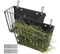 2PCS Rabbit Hay Feeder,Guinea Pig Hay Feeder with Heavy-Duty Metal Frame， Hay Holder for Rabbits - for Rabbits， Bunny, Guinea Pigs, Chinchillas， 9.6x4.5x6.3 inch (Black)