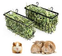 2PCS Rabbit Hay Feeder Guinea Pig Hay Feeder with Heavy Duty Metal Frame hay Rack Pet Grass Feeder Small Animal Basket with Hook Metal Feeding Rack for Rabbits Guinea Pigs Chinchillas Timothy