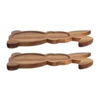 2pcs Rabbit Shaped Wooden Serving Tray for Easter Treats and Fruit | Rustic Natural Finish, Smooth Sturdy Build, Easy Care, Safe Serving for Home Kitchen Use