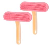 2pcs Rabbit Shedding Comb Brush, Silicone Grooming Tool for Bunny | Pink Large Size, Ergonomic Arc Design, Efficient Hair Removal, Suitable for Cat and Bunny Use