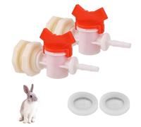 2pcs Rabbit Watering System Bucket Connector Kit to ID 5/16" Hose, with Bulkhead Fitting, Barb Ball Valve and Mesh Washer, Poultry Animal Water Dispenser Automatic Rabbit Watering System
