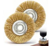 2PCS RAC814 Wire Brush Replacements for Ryobi, OPC1800, OPC1815, EFB 400/401, Angle Grinder Patio Cleaner Wire Detail Brush 115mm Brass Wires Disc Brushes for Drill Brick Deburring Polishing
