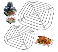 2Pcs Racks for Ninja CRISPi Fryer, Stainless Steel Grill SUS304 Non-Stick Rac for Ninja Crispi Air Fryer FN101Uk 3.8L and 1.4L Glass Containers, Air Fryer Accessories for Ninja FN101UK