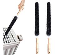 2pcs Radiator Brush, 40cm Long Reach Radiator Brush with Wooden Handle, Flexible Nylon Radiator Cleaner Brush with Hanging Hook Loop for Dryer Lint Brush Vent Cleaner