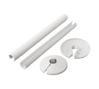 2Pcs Radiator Pipe Sleeve Covers And Pipe Collars, In Chrome Effect 15Mm X 200Mm, For Bathroom Chrome(White)