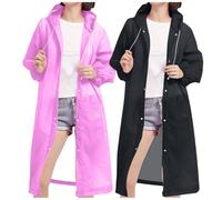 2Pcs Rain Coats Adults UK Mens Womens Hooded Long Raincoat Reusable Lightweight Long Rain Jacket Waterproof Rain Ponchos