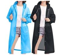 2Pcs Rain Coats Adults UK Mens Womens Hooded Long Raincoat Reusable Lightweight Long Rain Jacket Waterproof Rain Ponchos