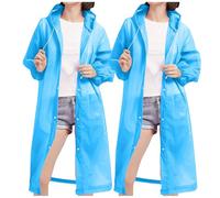 2Pcs Rain Coats Adults UK Mens Womens Hooded Long Raincoat Reusable Lightweight Long Rain Jacket Waterproof Rain Ponchos