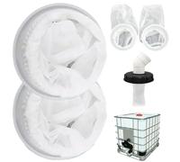 2Pcs Rain Water Filter 8 Inch IBC Lid Filter Nylon IBC Tote Cover Stretchy Reusable for Mounting on Container Rainwater Tank