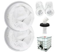2Pcs Rain Water Filter, 8 Inch IBC Lid Filter, Nylon IBC Tote Cover, Stretchy Reusable Tote Lid for Mounting on Container Rainwater Tank