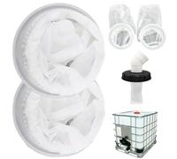 2Pcs Rain Water Filter, 8 Inch IBC Lid Filter, Nylon IBC Tote Cover, Stretchy Reusable Tote Lid for Mounting on Container Rainwater Tank