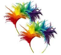 2pcs Rainbow Feather Headpieces, Cute Headbands, Party Headgear, Creative and Practical Hair Accessories, Headbands for Women