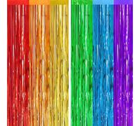 2pcs Rainbow Glitter Tinsel Curtains Foil Curtain Backdrop,1 * 2m Iridescent Curtain Party Foil Door Curtain Fringe Curtains Tassel Tinsel Backdrop for Party,Birthday Disco Rainbow Party Decorations