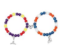 2PCS Rainbow LGBTQ+ Pride Matching Bracelets for Men,Ilya and Shane Matching Bracelets,Couple Bracelets with Hockey & Ice Skate Charms, Gay Relationship Gifts, Magnetic Clasp Heart Connection Beaded