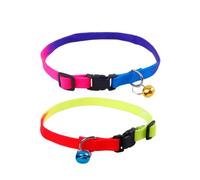 2pcs Rainbow Pet Dog Cat Collar with Small Bell Adjustable Nylon