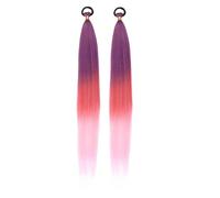 2Pcs Rainbow Ponytail Extensions - 66CM Braiding Hair With Hair Tie, Synthetic Braid Wig For Women, Halloween Party Cosplay Easter Costume Hair Extensions For Braiding(G)