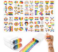 2Pcs Rainbow Pride Flag Face Paint with 10 Sheets Temporary Tattoos