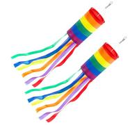 2PCS Rainbow Windsocks 1M, Hanging Wind Spinners for Garden and Camping | Colourful outdoor wind spinners bring movement to gardens, caravans, campsites and festivals while showing the breeze.