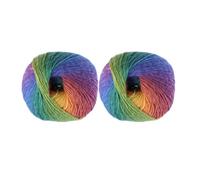 2pcs Rainbow Wool Knitting Yarn for Crocheters, Fancy Colorful Craft | Cotton and Wool Blend, Stitch Clarity, Portable Handling, for Socks, Blankets and DIY Projects