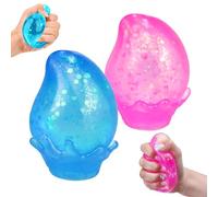 2PCS Raindrop Stress Balls,Glitter Raindrop Gumdrop Squeeze Balls Adults Stress Relief Water Drop Slow Rebound Sensory Balls Stress Toys for Kids Age 3+ Squishy Fidget Toys