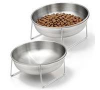 2Pcs Raised Cat Bowl,Cat Food Bowl Stainless Elevated with 15°Tilted Stand