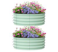 2Pcs Raised Garden Bed, Bottomless Galvanised Steel Planter Box, Outdoor Elevated Planter Box for Growing Outdoor Plants, Vegetables, Flowers,91 x 91 x 30cm