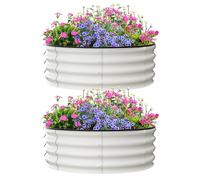 2Pcs Raised Garden Bed, Bottomless Galvanised Steel Planter Box, Outdoor Elevated Planter Box for Growing Outdoor Plants, Vegetables, Flowers,60 x 60 x 30cm