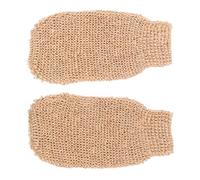 2pcs Ramie Jute Exfoliating Bath Glove Mitt for Deep Cleansing | Soft Beige Texture, Quick-drying Hygiene, Supports Better Lathering during Sauna Bathing, Spa Routines and Arm Care