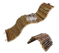2PCS Rat Bendy Long Suspension Bridges, Hamster Bridge Wooden Ladder Bendable Flexible Tunnel Natural Climbing Ladder Chews Toys for Rodents Mouse Dwarf Hamster（15.7×3.9''+7.9×3.9'' Brown）