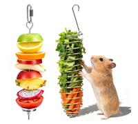 2Pcs Rat Enrichment Toys, 304 Stainless Steel Foraging Toy, Fruit & Vegetable Holder for Mice, Hanging Rodent Cage Accessories, Slow Feeder Puzzle Toy & Parakeet Foraging Tool