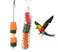 2Pcs Rat Enrichment Toys, Stainless Steel Rat Foraging Toy for Fruit Vegetable Holder, Mice Cage Accessories Puzzle Toy, Hanging Rodent Toys Slow Feeder, Bird Foraging for Parakeet (Silver,2)