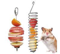 2Pcs Rat Toys, 304 Stainless Steel Rat Cage Accessories for Fruit Vegetable Holder, Bird Food Holder Hanging Slow Feeder for Fruits Vegetables, Cage Accessories Mouse & Bird Rodent Foraging Puzzle Toy
