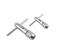 2Pcs Ratchet Tap Wrench Set T-Type Adjustable Handle for M3-M8 Hardened Steel Forward Reverse Fixed Mode for Square Tool