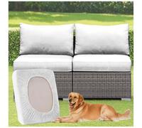 2PCS Rattan Cushion Covers Stretch Fit Polyester Seat Covers for Garden Patio & Indoor Chairs - White Adjustable Length 100-125cm Perfect for Furniture Protection