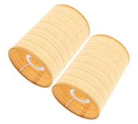 2pcs Rattan Lamp Shade E14 E27 Socket Fit Rustic Boho | Khaki Woven Design, Metal Frame, Suitable for Nightstand Lamps, Floor Lamps, Restaurants, Reading Areas and Hospitality