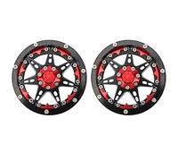 2Pcs RC Aluminium Alloy Beadlock Wheel Rim Hub, RC Beadlock Wheels Hub for SCX10 TRX6, 1/10 Scale RC Car Upgrade Parts, Durable Off - Road Crawler Accessories with High Streng (Black Red)