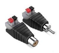 2PCS RCA to Speaker Wire Adapter,RCA Male to Female Speaker Wire Adapter Plug Jack,Audio Video Spring Press Type Balum Connector Adapter for CCTV, Security Systems, Low Voltage Applications Black