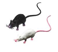 2pcs Realistic Mice Rat Toy Nevolty Halloween Prank Props Creepy Halloween Tricks Pranks Props Toy Halloween Tricks Pranks Props (White+Black)