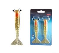 2PCS Realistic Shrimp Shaped Soft Bait with Built-in Glitter for Enhanced Underwater Visibility and Natural Sinking Movement in Various Depths (9.5cm6g 2#Golden Red)