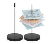 2PCS Receipt Spike Holders, Stainless Steel Paper Spike with Rubber Safety Cap & Screw Base, Anti-Loss Bill Organizer for Home Kitchen Restaurant Hotel, Large Capacity for Receipts Invoice Note (14cm)