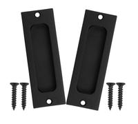 2pcs Recessed Stainless Steel Sliding Door Handle with Flush Profile | Black Minimalist Finish, Ergonomic Push Pull Grip, Mounting Screws Included, for Office and Commercial Spaces