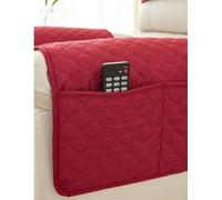 2PCS Recliner Chair Cover Reversible Small Recliner Arm Slipcover each with 2 Pockets Washable Sofa Arm Protector for Kids Pets (Red)