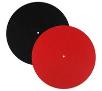 2pcs Record Player Pad, 12in Felt Record Mat Anti-Slip & Anti-Static Turntable Slipmat Wool Protective Turntable Platter Mat for Improve Sound (Black,Red)