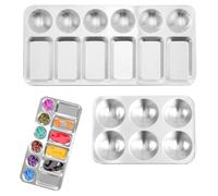 2PCS Rectangle Aluminum Paint Palette Tray for Acrylic,Paint Mixing Palette, Empty Watercolour Palette，for Artists,Students Watercolor Acrylic and Oil DIY Craft Professional Art Painting